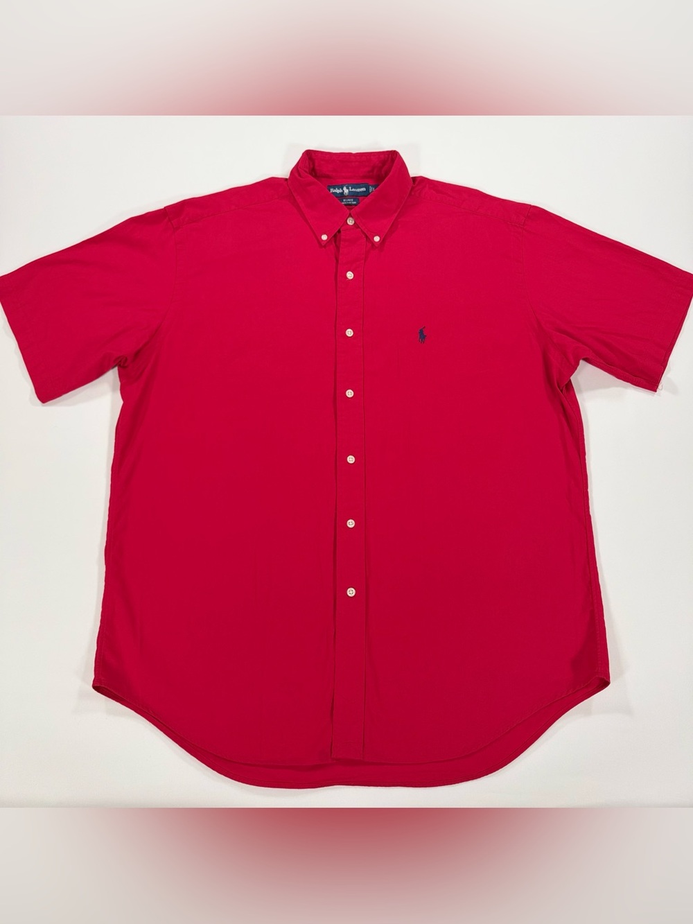 Vintage Ralph Lauren Blake Shirt Mens Large Red Short Sleeve Button Down Cotton